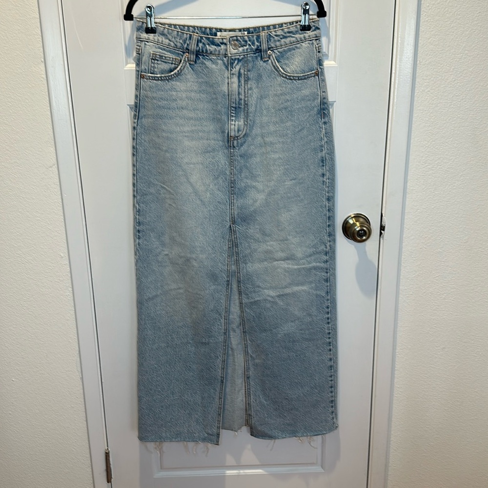 Stradivarius Denim Maxi Skirt - US 6 light wash denim